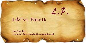 Lévi Patrik névjegykártya